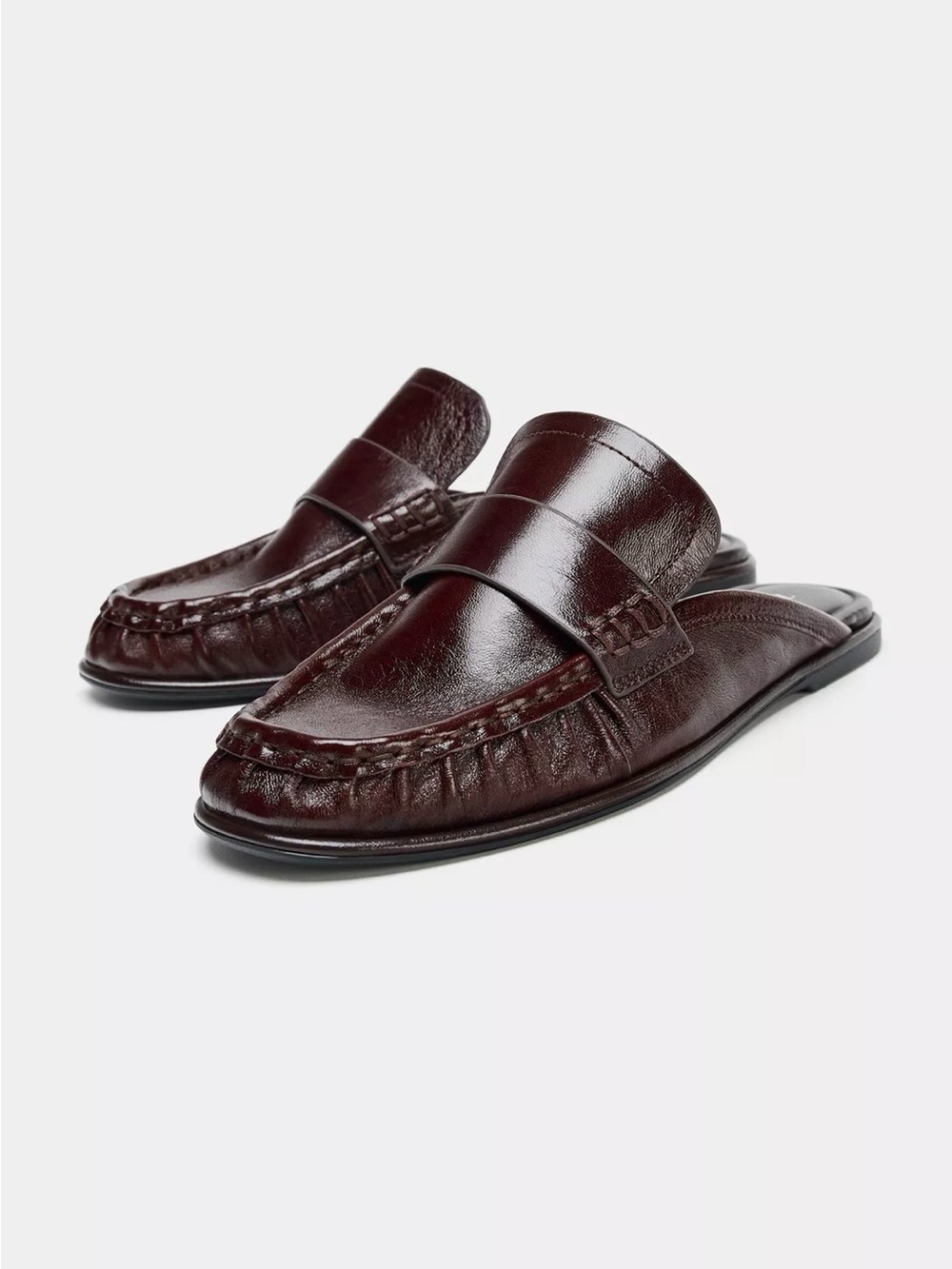Zara Leather Mule Loafers